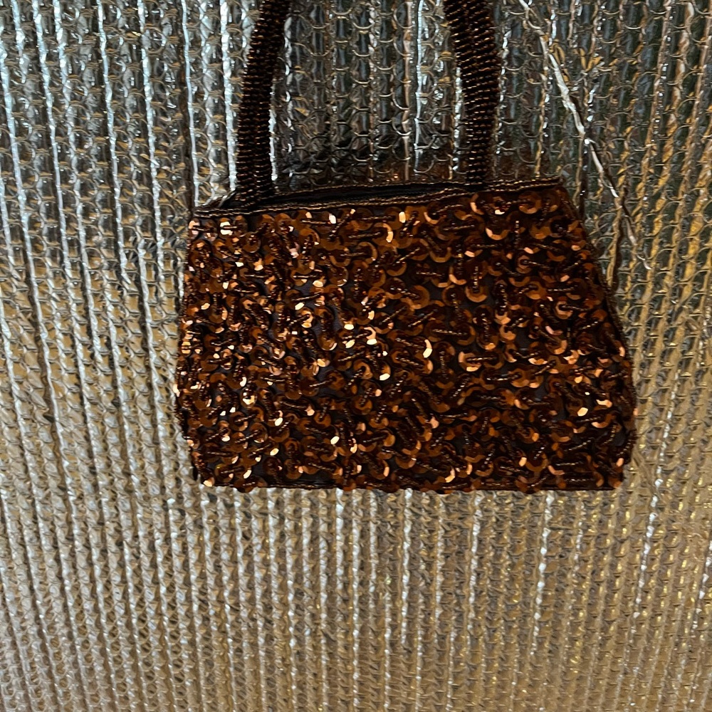 New Vintage Brown Beaded Handbag.                Size OS